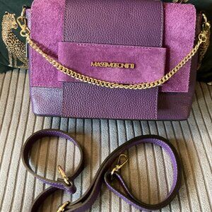 Elegant Massimo Conti Italian-made purple suede and leather purse